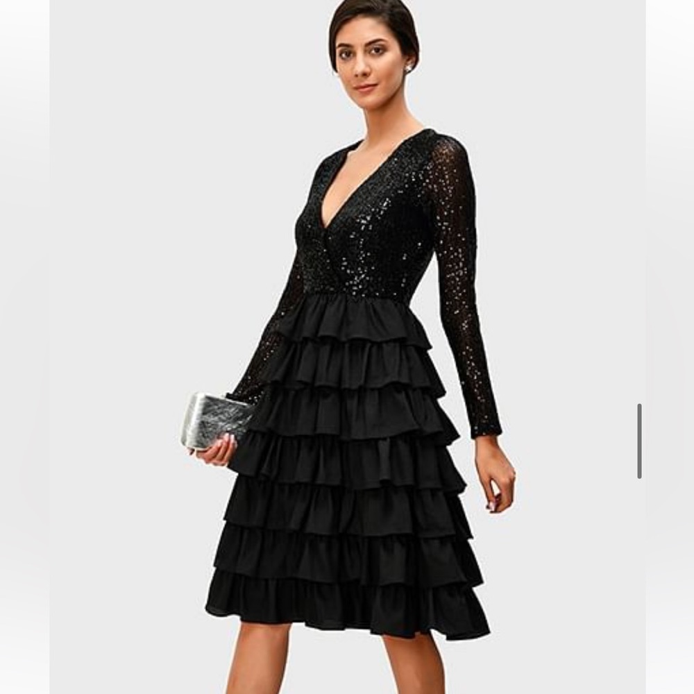 Wayward Fancies Sequined Crepe Ruffle Tier Dress - Never Worn! No tags.